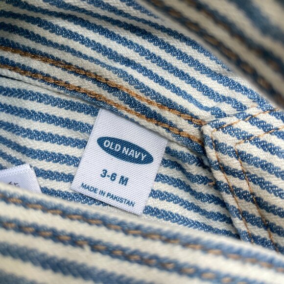 Denim Railroad Stripe Overalls - Picture 4 of 5